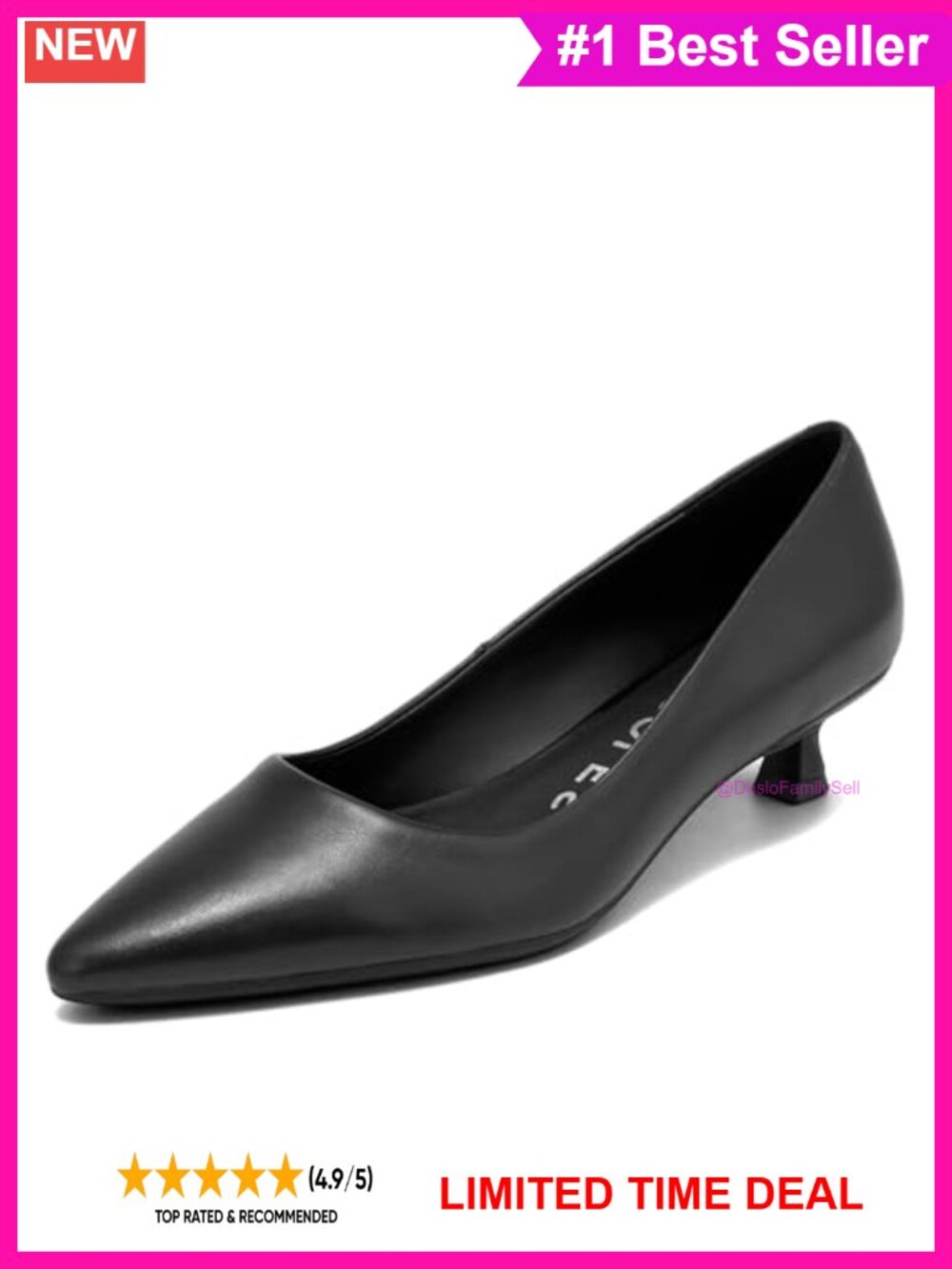 Pointed Toe Kitten Heel Slip-On Pump with Ortholite Insole